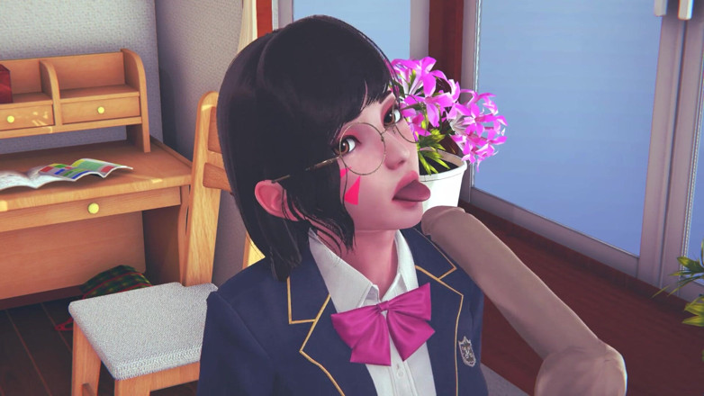 Waifu club 3D: Студентка DVA облизує твій член своїм язиком і отримує сперму на обличчя