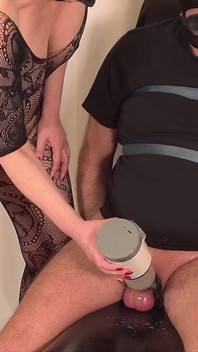 4 Minutes of Pain: Milking Machine on the Cock Head Post-orgasm Drives This Slave to the Limit