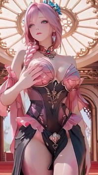 Pink-haired Mermaid Queen! From Dreamy Underwater to a Pure White Private Space, She Kneels Before the Lens Caressing Her Chest