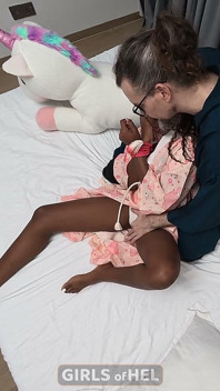 Beautiful Ebony Girl with Tied Hands - Hitachi Magic Wand Torment