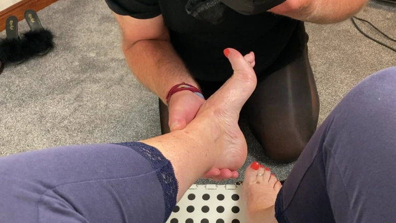 Mr MF: Mrs Mature Feet Allows Her Footboy to Remove Her Shoes...