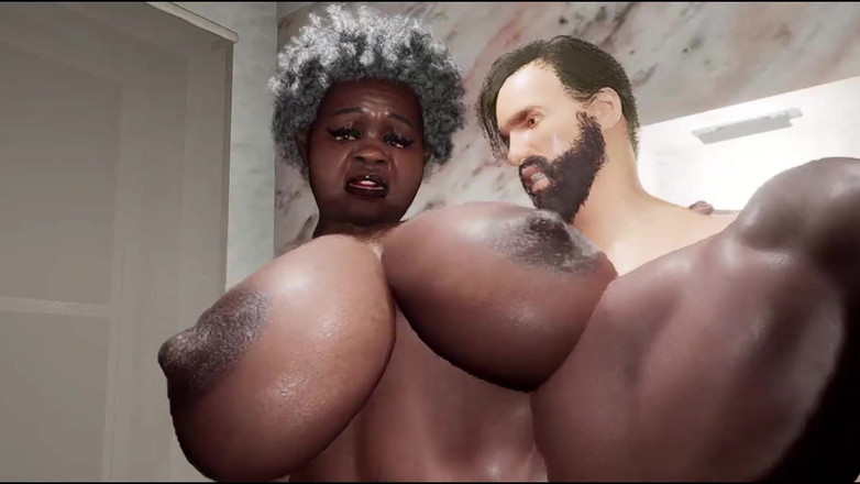 Denis animation: Storbröstad och fet gammal svart mormor knullar bra