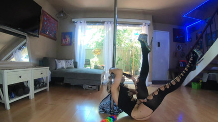 Nasty Nelsons: Pole dancing milf butterfly babe teases the neighbors while seducing...