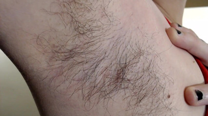 Abby Anna: Long dark hairy armpits closeup