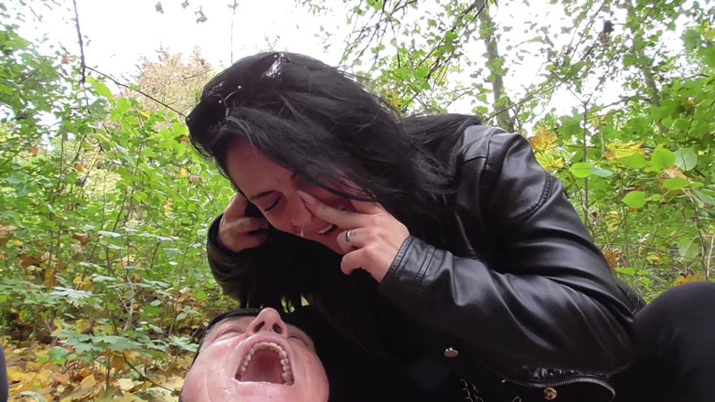 Femdom Austria: Spitting session in the forest