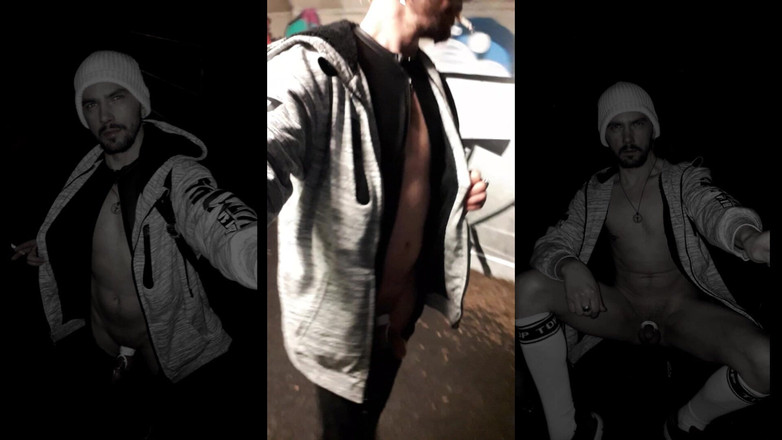 kinkygaynudist: Zimowa wycieczka z gumą nasączoną sikanie na moim kutasie