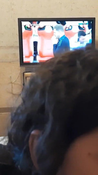 Bottom Sissy Slave Slut Serves Her Owner as Beeer Stand, Sucks and Kisses Dick and Liks Ass While Owner Watch Football