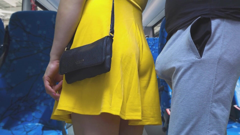 CoupleForFun2023: Risky Handjob Inside Public Transport! Dirty Stranger Ejaculate Using Girl's...