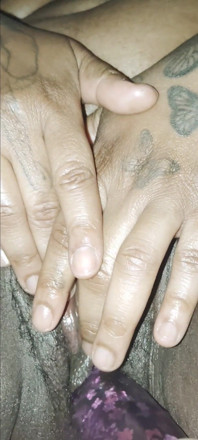 Stroking Her Pussy with the Dildo!