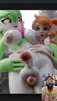 Transgender Big Breast Fuckemon Cums Hard While Getting Thigh Fucked