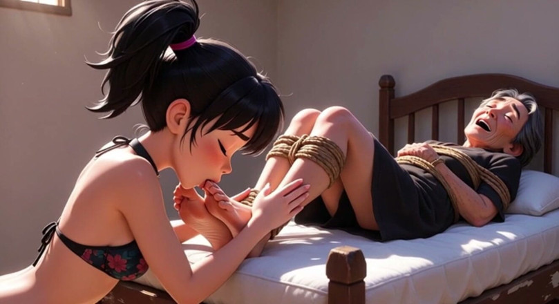 YOUR BEST FANTASY: Granny Foot Worship - Beautiful Girl Sucking Old Feet
