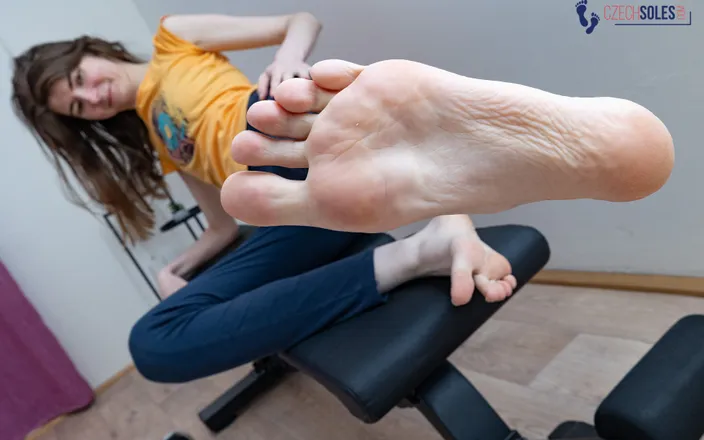 Czech Soles - foot fetish content: Petite Gym Girl with Sexy Big Feet