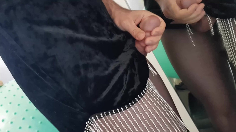 Dani Leg: Dani been in panty komt groot klaar op spiegel
