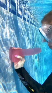 Wetsuit Underwater Dildo Blowjob - Neoprene Masked Suck Slut