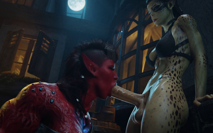 Futanari 3D: Futanari Lae'zel Deepthroat &amp; Anal Karlach Demon - 3D Baldurs Gate Futa Girls...