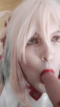 Loira cosplayer boquete, striptease e masturbação