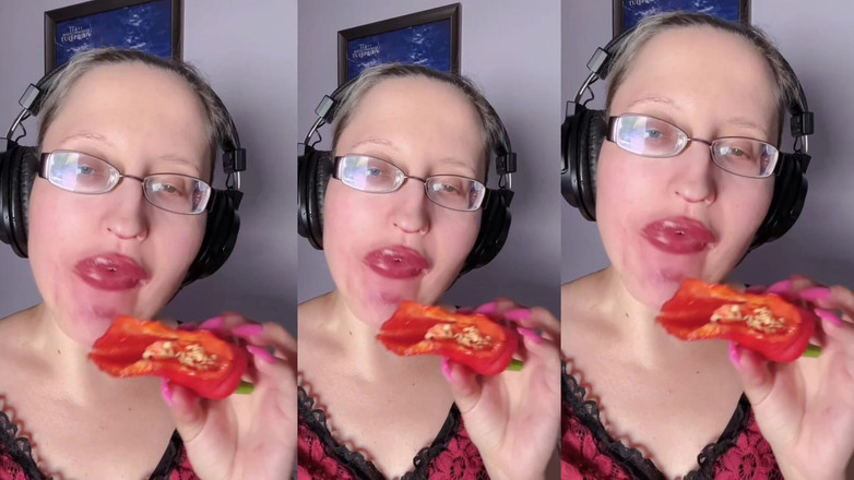 FinDom Goaldigger: Asmr Paprika Pepř Jíst - Asmr, Brýle, Gianess, Rtěnka, Velké Rty, Ústa,...