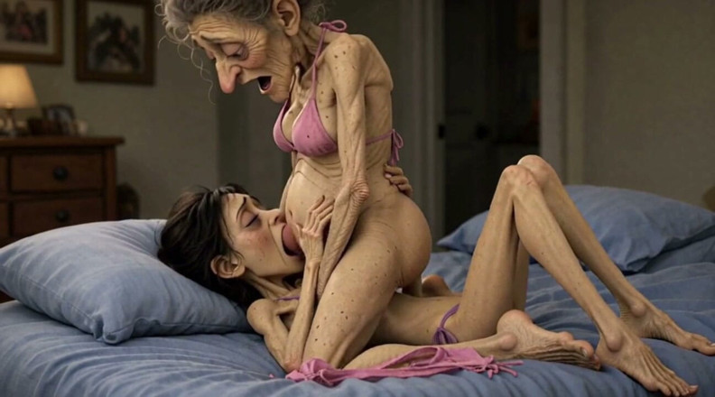 YOUR BEST FANTASY: Old Woman Rubs Her Pussy on a Young Woman