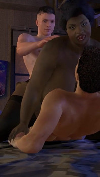 Une MILF noire avec un gros cul rond reçoit une double pénétration