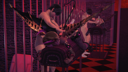 Waifu club 3D: Double penetration with a vibrator and a strong succubus' orgasm