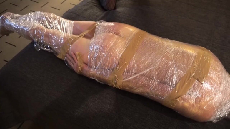 Lady Mesmeratrix Official: Femdom girl puts her slave in tape bondage