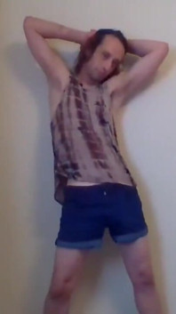 Goofy Cute Transgirl Stripping Jokingly Playfully