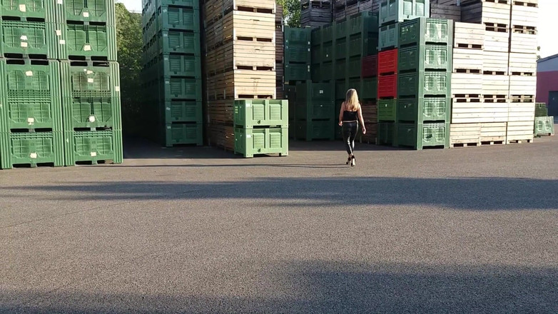 martinawest: Granny Walking Outside in Black Leggins