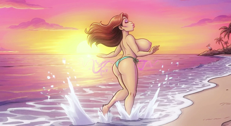 AI Porn: Big Tits Topless Beach