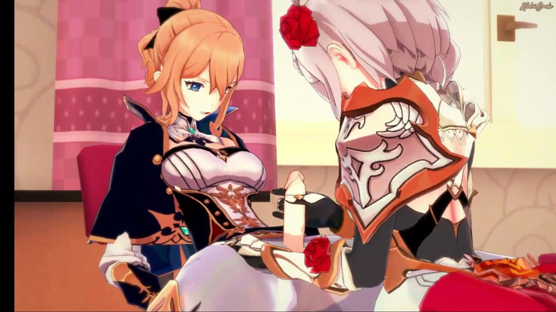 Hentai Smash: Noelle este futută de Futa Jean - Genshin impact Hentai.