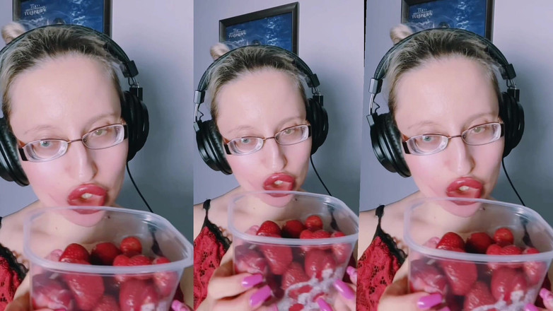 FinDom Goaldigger: Asmr स्ट्रॉबेरी खाना - asmr, आंखों का चश्मा, जियानेस, लिपस्टिक, बड़े होंठ,, भोजन, चेहरे की किस्म, लंबे नाखून