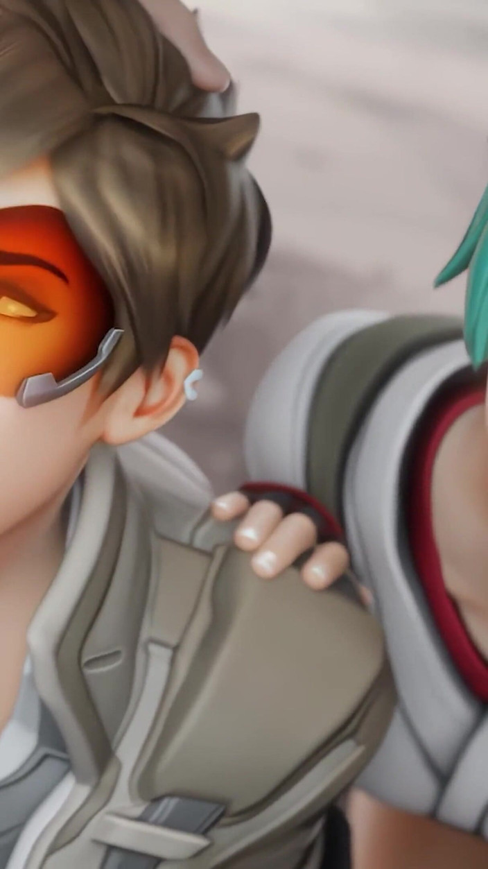 Orlikx: Tracer &amp; Kiriko - 자지 공유, 오럴 및 카우걸 3D 포르노 오버워치