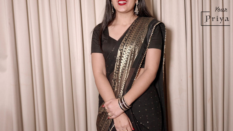 Your Priya: Heiße Priya in schwarzem sari zieht sich aus und masturbiert,...