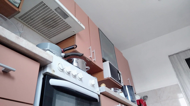 Mirsur: Sexy Naked Wife Preparing Food in the Kitchen. Hairy Brunette,...