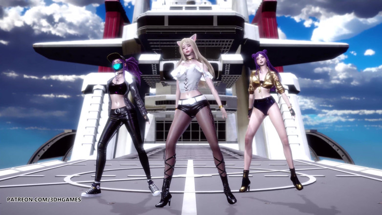 3D-Hentai Games: Helicopter sexy striptease Ahri Akali Kaisa Seraphine league of legends...