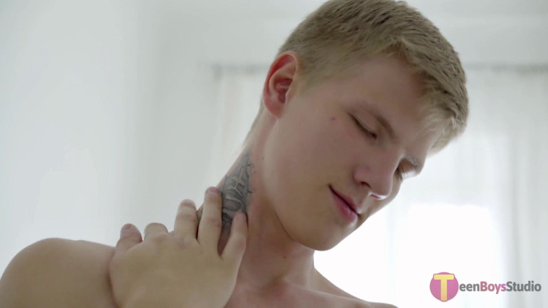 Doggy boys: Smooth blond boy pleasures his hard young erection