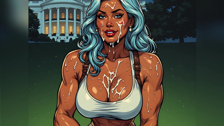 AI Porn: Big Tits Tanned Babes Covered in Cum Art