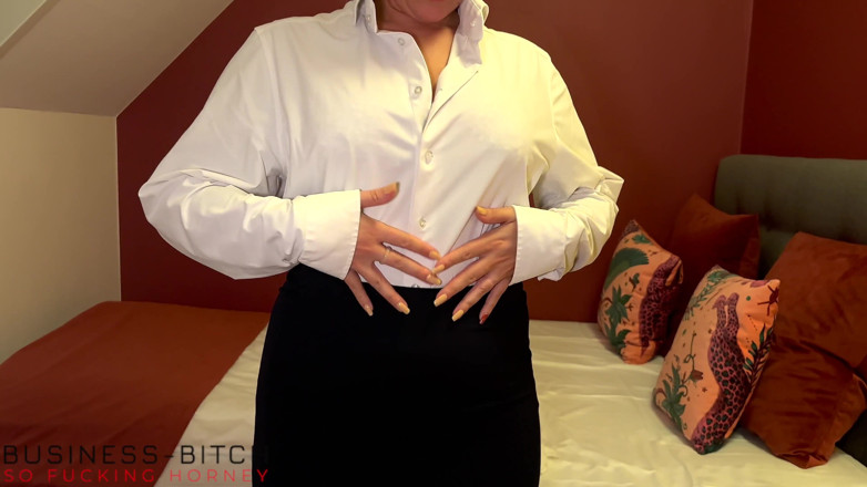 Business Bitch: Business Woman in Business Suit Used Missionary and Flatiron