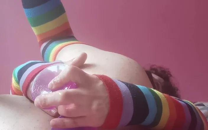 Rainbow Femboy: Fun with Two Dildos at Once