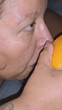 Jerking off BBC with Grapefruit Sucking His Balls