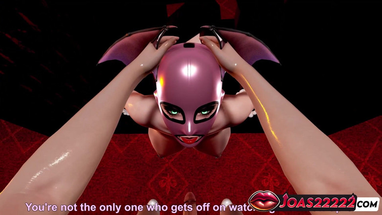 Joas22222: Succubus morrigan dengan bodysuit merah muda: ngocok dan nyepong kontol...