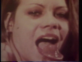 Vintage Usa: Hairy vintage beauty gets her mouth filled with a cum