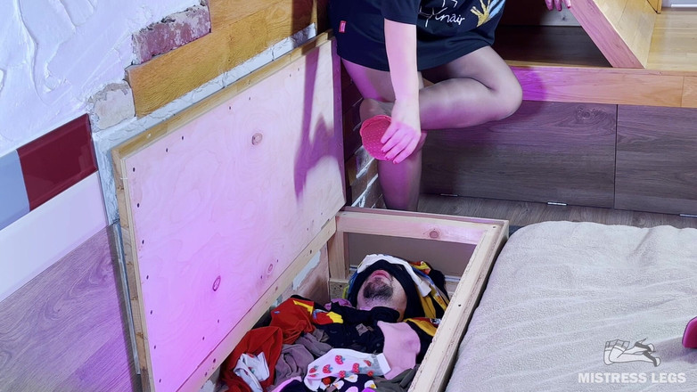 Mistress Legs: My Slave Lives in a Bedside Chest with My Dirty...
