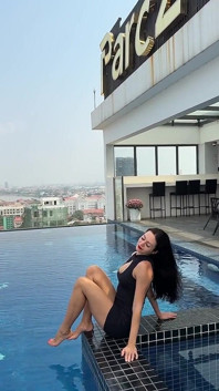Mini Dress, Bare Legs, Roof Top Pool