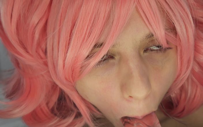 French Julia: Kawaii mädchen lutscht cosplay und schluckt heißes sperma tief in...