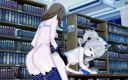 Hentai Smash: Barbara chevauche la bite de Futa Lisa dans la bibliothèque...