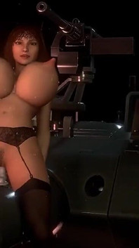 대포를 타고 있는 핫한 밀프 탱크 걸