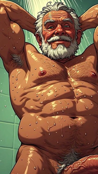 Old Muscle Men Showering