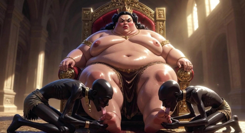 Anime Hentai: Huge BBW Mistress Foot Worship - Slaves Licking Her Feet to...