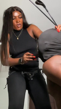 BDSM Femdom Strapon Dick Sucking by African Mistress