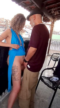 Real Couple Grinding and Getting Naughty on the Balcony.